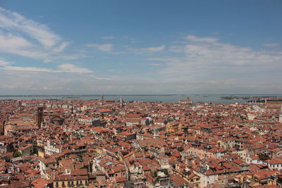 High angle view of townscape against sky