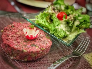 Close-up of food served in plate