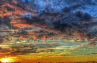 Scenic view of dramatic sky during sunset