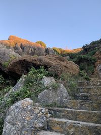 Scenic view of rock formation against clear sky