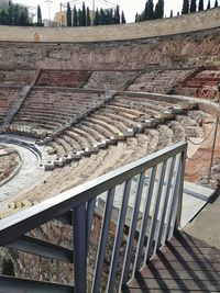 High angle view of empty staircase in building