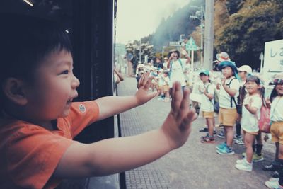 People on street in city