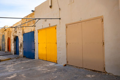 Closed door of building