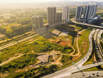 High angle view of city