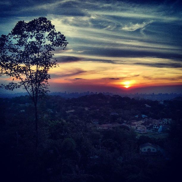 sunset, sky, orange color, scenics, beauty in nature, tranquil scene, tranquility, cloud - sky, tree, silhouette, landscape, nature, idyllic, dramatic sky, mountain, cloud, outdoors, no people, non-urban scene, sun