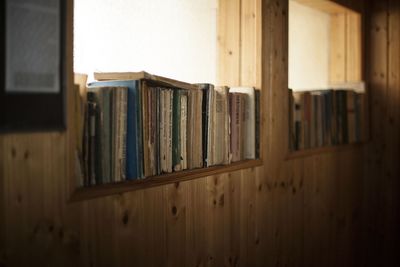 Close-up of open book at home