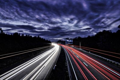 Light trails on highway at night