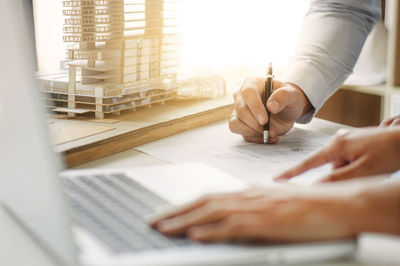 Man working on table
