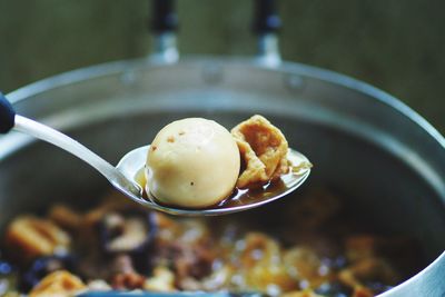 High angle view of ice cream in bowl