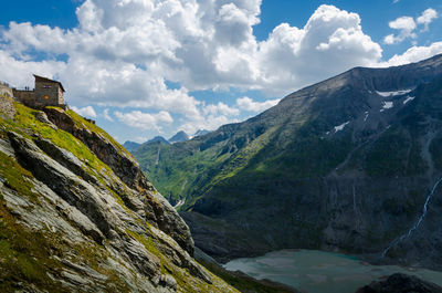 Austrian alps view of the lake below pasterze glacier