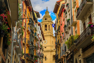 Low angle view of buildings in city