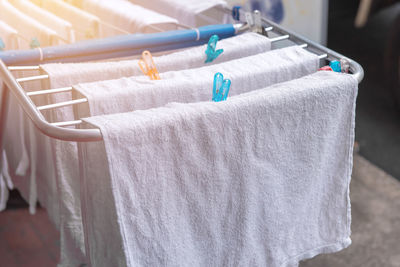 Close-up of clothes drying