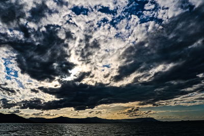 Scenic view of dramatic sky over sea