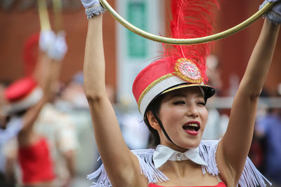 Close-up of boy wearing mask