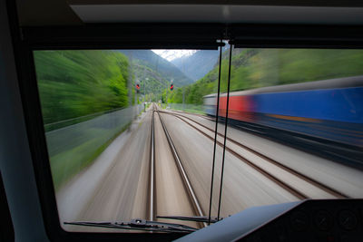 Train passing through window