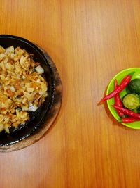 High angle view of food on table