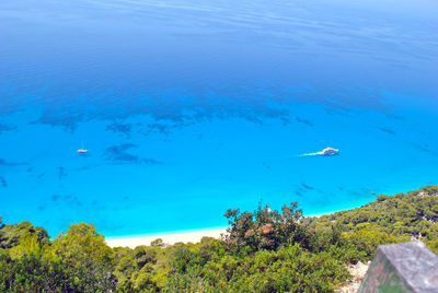 High angle view of swimming in sea