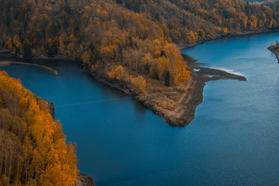 High angle view of lake during autumn