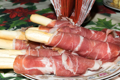 Close-up of fresh seafood in plate