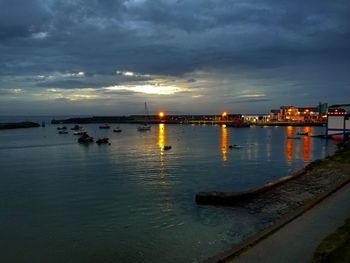 Scenic view of sea against sky at sunset