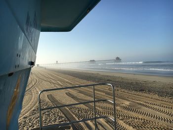 Scenic view of beach against clear sky