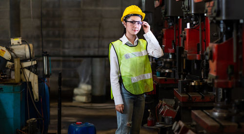 Full length of man working at construction site