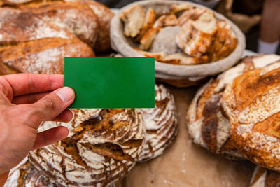 Close-up of hand holding food