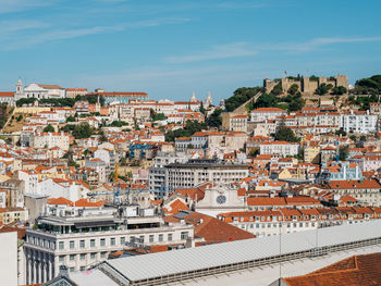 High angle view of townscape against sky