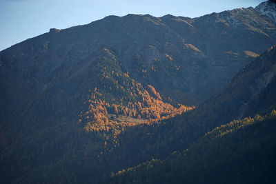 Scenic view of mountain against sky at night