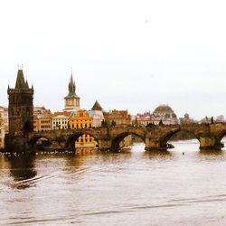 View of river with buildings in background