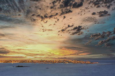 Scenic view of sea against sky during sunset