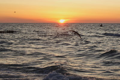 View of sea against sky during sunset