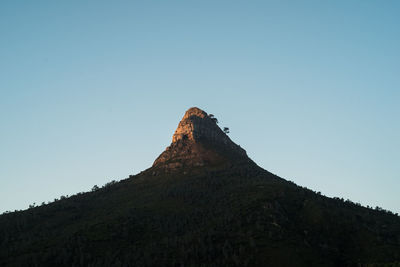 Low angle view of mountain against clear sky