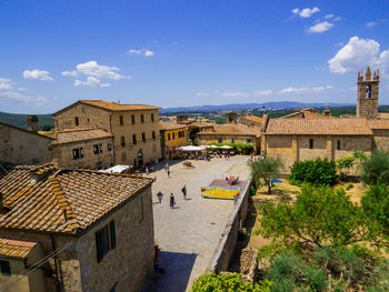 High angle view of townscape against sky