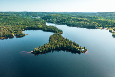 High angle view of lake against sky