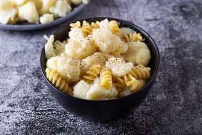 Pasta with cauliflower. healthy, nutritious and vegetable dish to eat in winter, cauliflower season.