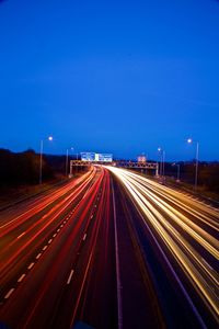 Light trails on highway at night