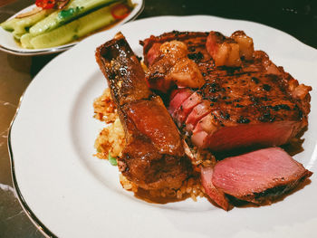 High angle view of meal served in plate