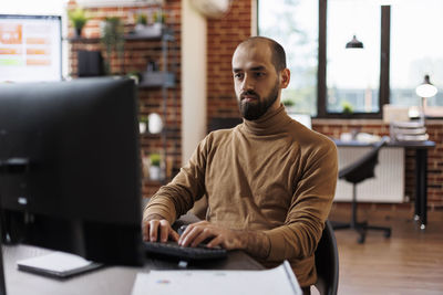 Businessman working at office
