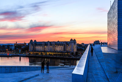 View of city at sunset