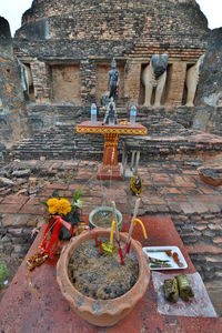 View of buddha statue in front of temple