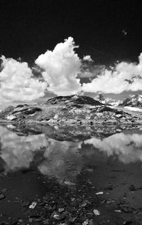 Scenic view of lake against sky