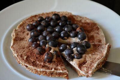 Close-up of breakfast in plate on table