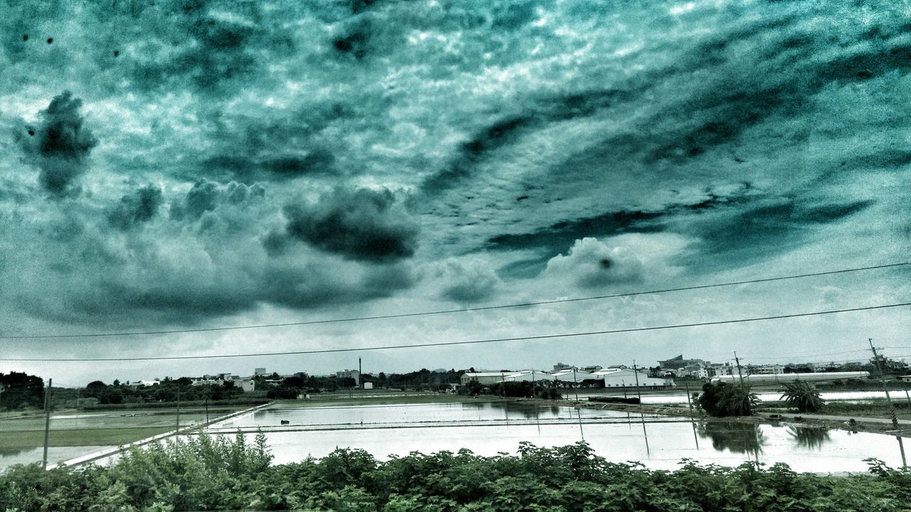 sky, water, cloud - sky, connection, cloudy, power line, electricity pylon, weather, nature, river, cloud, cable, electricity, power supply, tranquility, overcast, scenics, tranquil scene, reflection, dusk