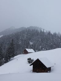 Snow trail on snowy day