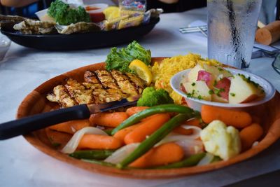 Close-up of food served in plate