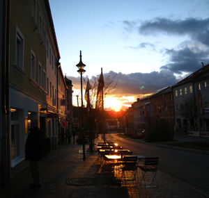 City street at sunset