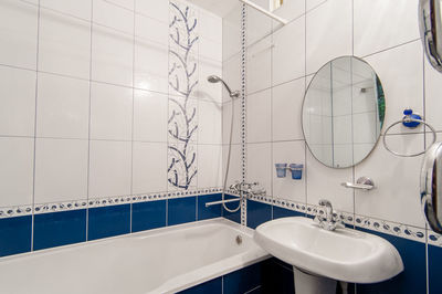 Interior room apartment. standard repair decoration in hostel. bathroom and toilet