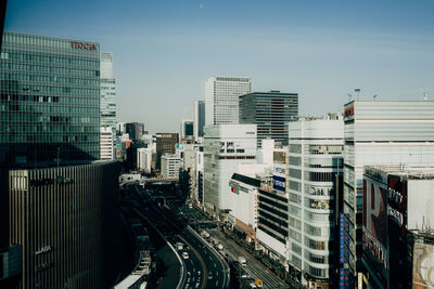 High angle view of cityscape against sky