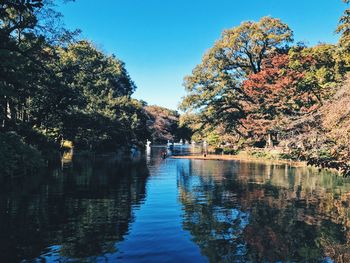 Scenic view of lake against sky during autumn